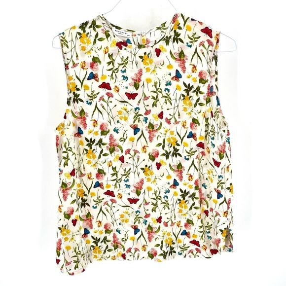 Equipment REVOLVE Kyle Flower Floral Spring Silk Sleeveless Blouse Bright White - Picture 2 of 7